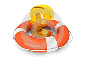 Golden pound symbol in Life Buoy