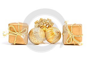 Golden presents and decoration
