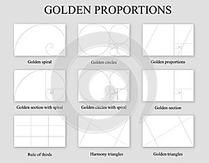 Golden proportions set . Golden section ration photo