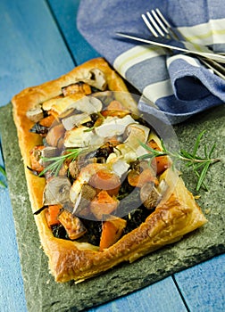 Golden puff pastry with roasted vegetables