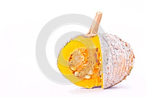 Golden pumpkin squash on white background healthy kabocha Vegetable food isolated