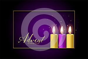 Golden and purple advent candles background