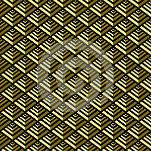 Golden pyramid geometric seamless pattern