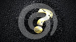 Golden Question Mark Black Sand