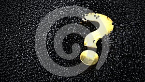 Golden Question Mark Black Sand