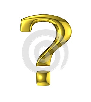 Golden question mark metallic sign