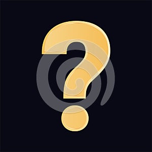 Golden question mark vector icon