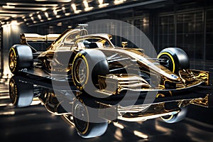 golden racing car for the winner of formula one race