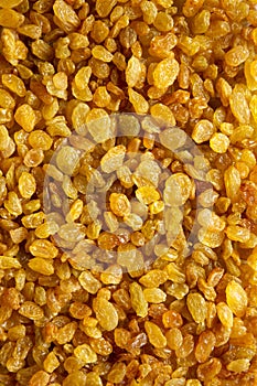 Golden Raisins background, top view