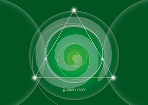 Golden Ratio, Fibonacci spiral, interlocking circles, triangles and spirals hipster sacred geometry illustration