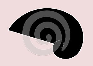 Golden ratio. Fibonacci spiral, golden section, divine proportion, Black Nautilus Shell Showing Spiral, vector illustration