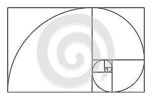 Golden ratio geometric concept. Fibonacci spiral. Vector illustration.