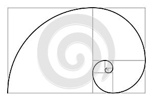 Golden ratio geometric concept. Fibonacci spiral. Vector illustration.