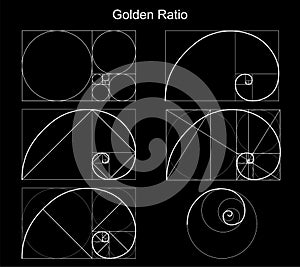 Golden Ratio Sign Thin Line Set. Vector