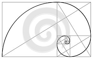 Golden ratio spiral symbol