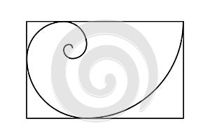 Golden ratio template. Method golden section. Fibonacci array, numbers. Golden proportions. Logarithmic spiral.