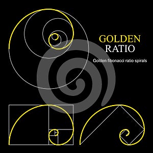 Golden ratio template set. Proportion symbol. Graphic Design element. Golden section spiral. photo