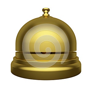 Golden reception bell Isolated on a white background. 3d rendering