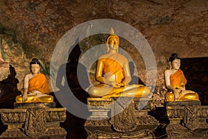 The golden reclining Buddha of Thumb Suwanna Kuha temple in Phang Nga province