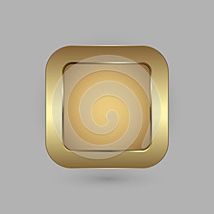 Golden rectangle blank button for website UI or app UX vector design in illustration