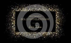 Golden rectangle. Frame of gold particles and text