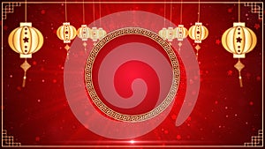 Golden and Red with Chinese lanterns for Chinese Decorative Classic Festive Background for a Holiday, Chinese New Year Celebration