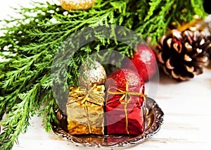 Golden and Red Christmas Gifts Decoration