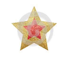 Golden and Red Christmas Star isolated on white