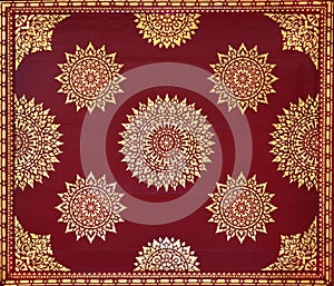 Golden on red thai painting wallpaper photo