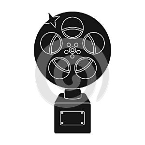 The Golden reel of film.Award for the best playback of the movie.Movie awards single icon in black style vector symbol