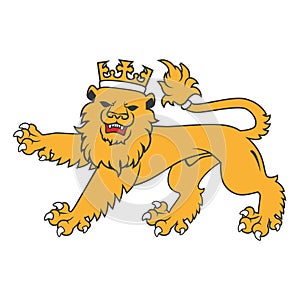 Golden regal heraldic lion