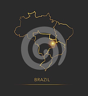 Golden region map, Brazil vector background