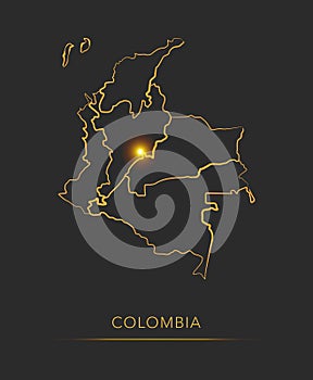 Golden region map, Colombia vector background