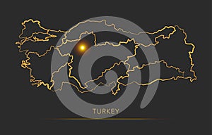 Golden region map, Turkey vector background