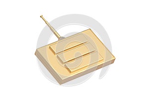 Golden remote control isolated on white background