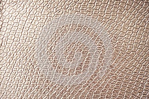 Golden reptile skin texture as background for your project with copy space for text. Artificial textile