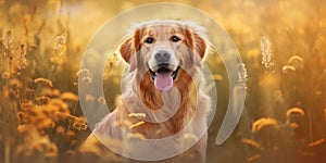 Golden Retriever in the big field generative AI