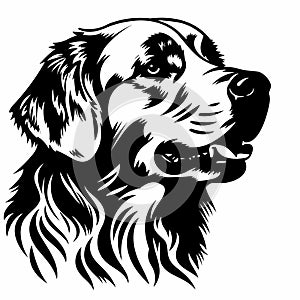 Golden retriever black icon on white background. Golden retriever silhouette