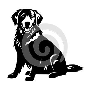 Golden retriever black icon on white background. Golden retriever silhouette