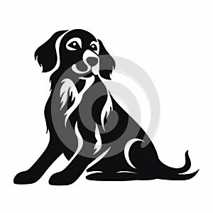 Golden retriever black icon on white background. Golden retriever silhouette