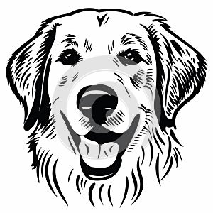 Golden retriever black icon on white background. Golden retriever silhouette