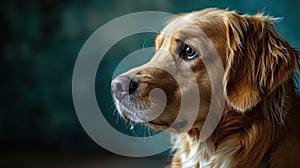 Golden Retriever on Blue Background - AI Generated