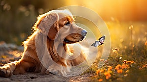 Golden Retriever with Butterfly photo