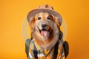 Golden Retriever Dog Dressed As A Tourist