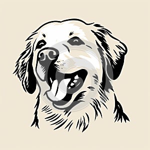 Golden Retriever Dog Face - Woodcut-inspired Vector Illustration photo