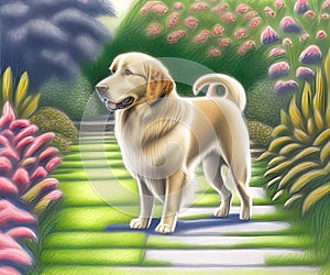 Golden Retriever Dog, Generative AI Illustration