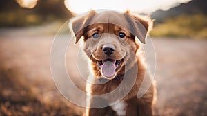 golden retriever dog Happy smiling Bordeaux puppy dog. isolated