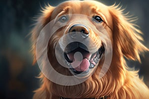 Golden retriever dog having a big smile