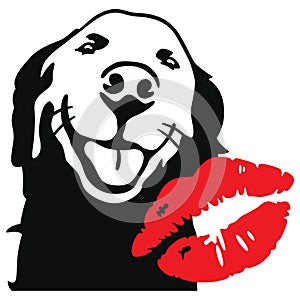 Golden retriever dog kiss mark EPS vector file
