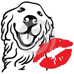 Golden retriever dog kiss mark EPS vector file